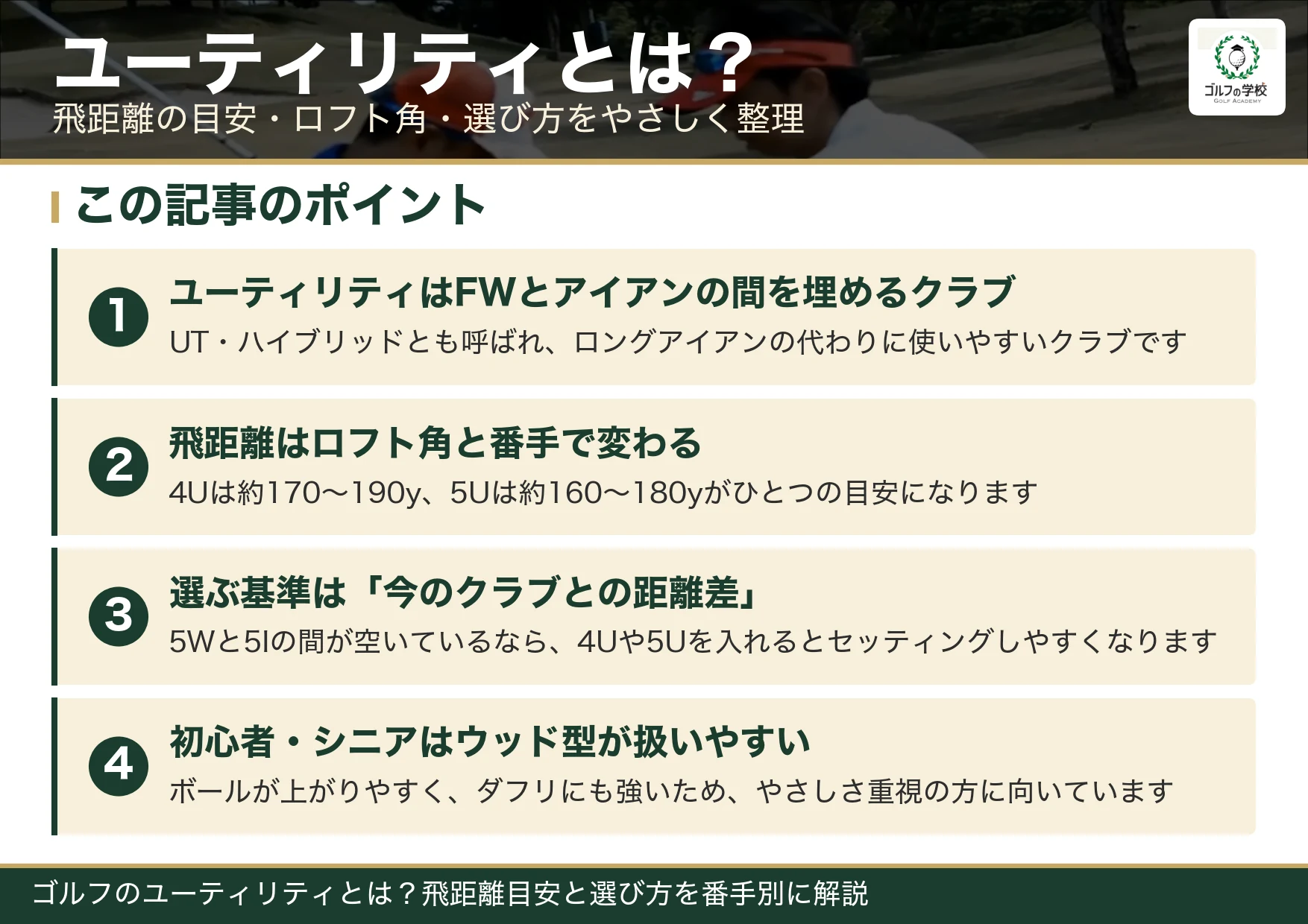 ユーティリティとは何かと飛距離目安・ロフト角・選び方の図解