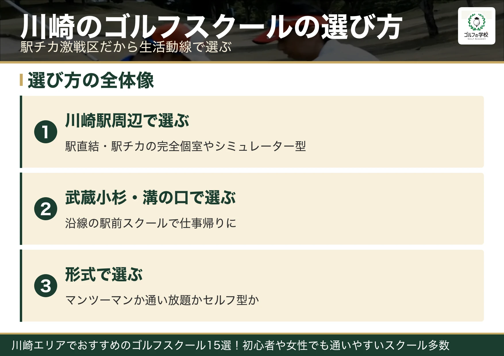 川崎のゴルフスクール選びのポイント(川崎 ゴルフスクール)