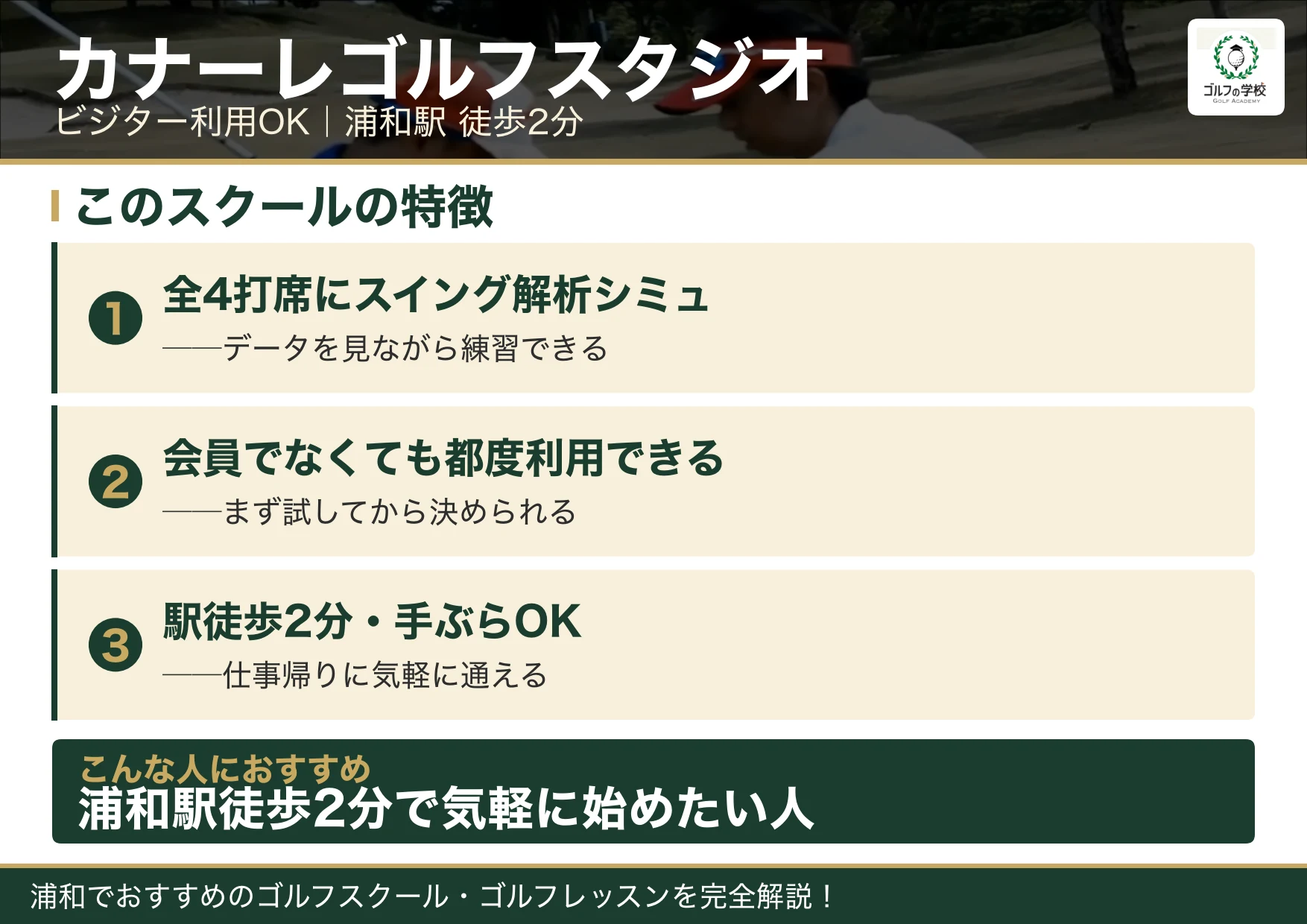 カナーレゴルフスタジオの特徴(浦和 ゴルフスクール)
