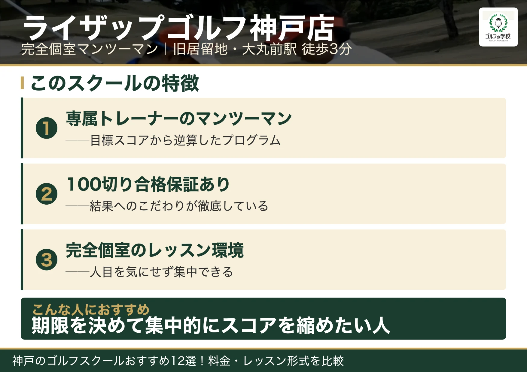 ライザップゴルフ神戸店の特徴(神戸 ゴルフスクール)